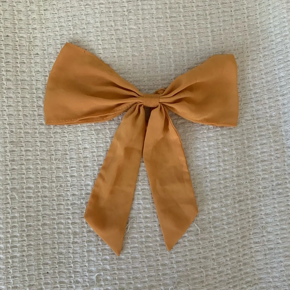 Free People Yellow Chiffon Hair Bow Scrunchie Tie Ponytail Ribbon Accessory
